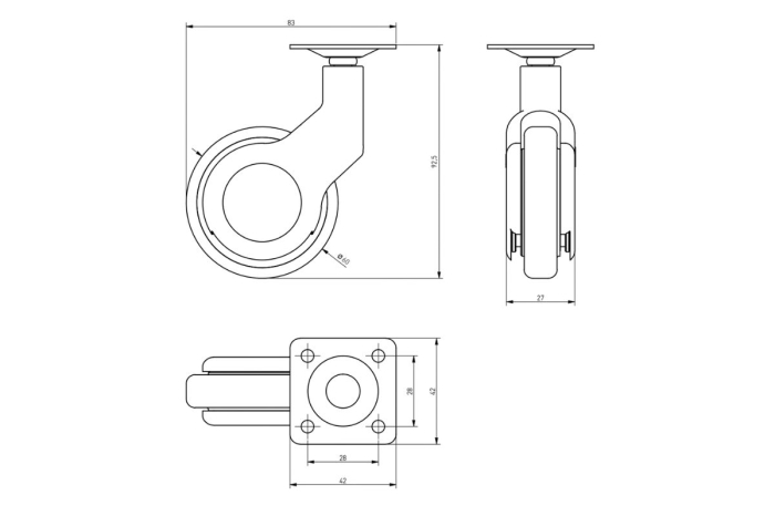 Rotila STRADA Ø60 mm, negru mat [4]