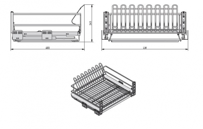 Scurgator vase tip sertar MOVIX 600 mm, soft-close, 30 kg, crom [3]
