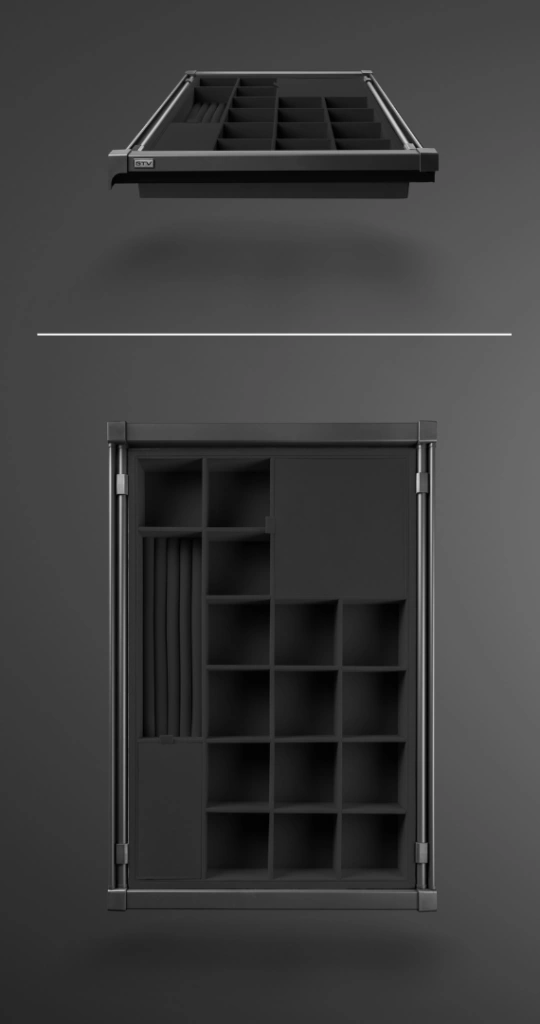 Sertar organizator ELITE 600 mm, soft-close, negru mat [2]