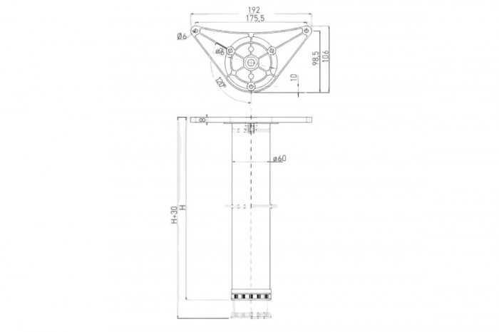 Set 4 picioare masa/ birou A6 870 mm, aluminiu [2]