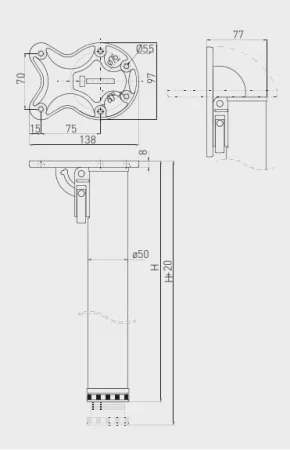 Set 4 picioare masa F-50 H 710 mm, rabatabile, alb mat [2]