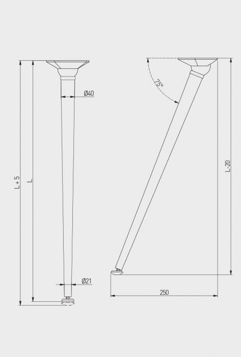 Set 4 picioare masa X-Line, ajustabile, H 710 mm, negru mat [4]