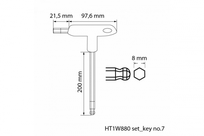 Set 8 chei hexagonale (imbus) cu maner T, 2.5-10 mm [9]