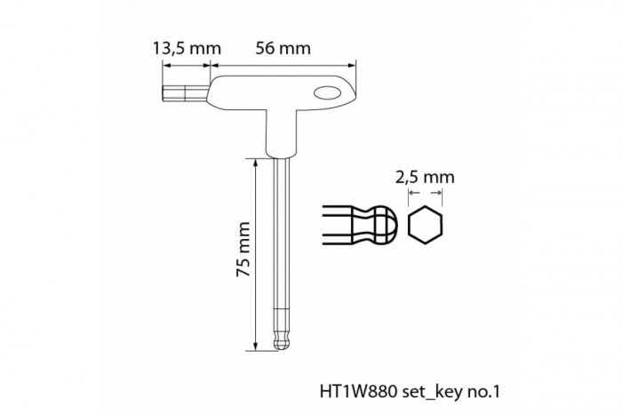 Set 8 chei hexagonale (imbus) cu maner T, 2.5-10 mm [3]