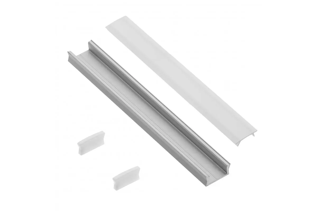 Set profil aplicat banda LED MINI + dispersor + capace laterale, 2 m, gri [1]