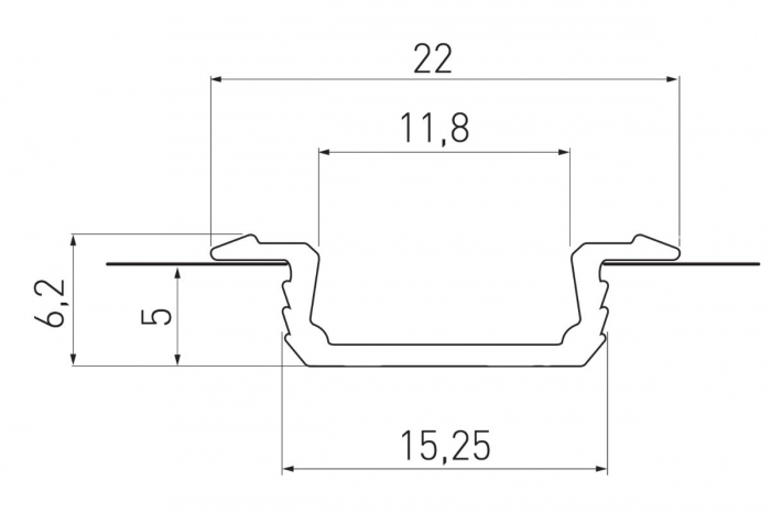 Set profil incastrat banda LED GLAX + dispersor + capace laterale, 2 m, gri [2]