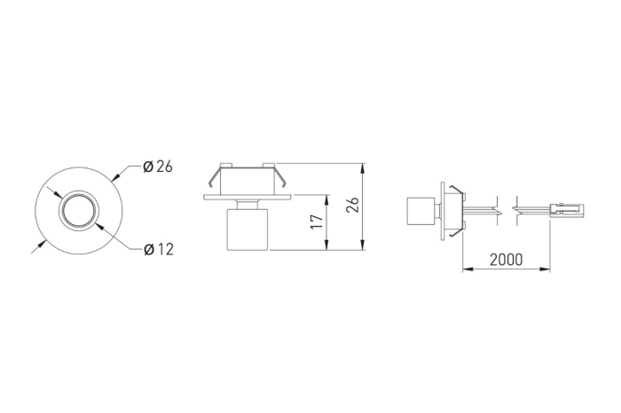Spot LED incastrat POINT MINI, 12V, 0.5W, lumina neutra 4000K, cablu MiniAmp 2 m [6]