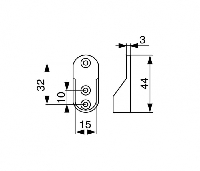 Suport bara haine ovala, 30x15 mm, alb mat [2]