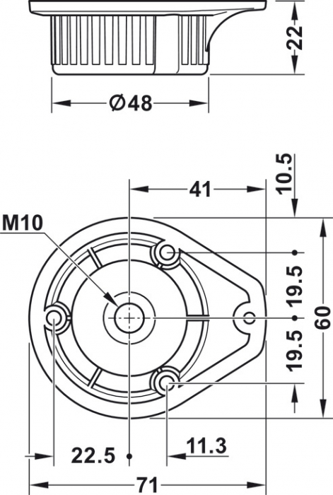 Suport fixare picior AXILO 48, plastic, negru [2]