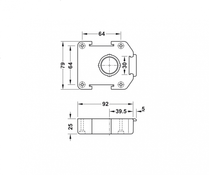 Suport fixare picior AXILO 78, H25 mm, plastic, negru [2]