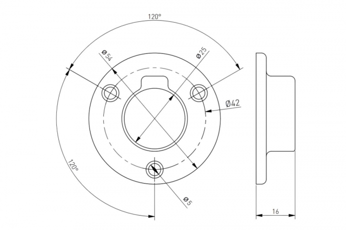 Suport (flansa) bara haine rotunda Ø25 mm, neagra [3]