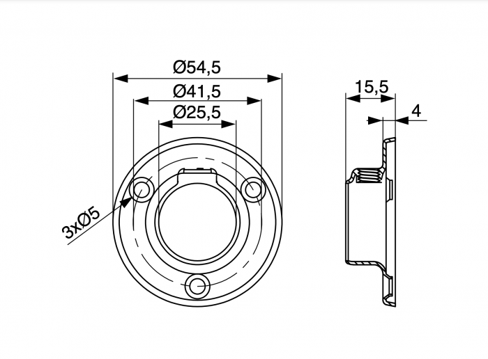 Suport (flansa) bara haine rotunda Ø25 mm, negru mat [2]