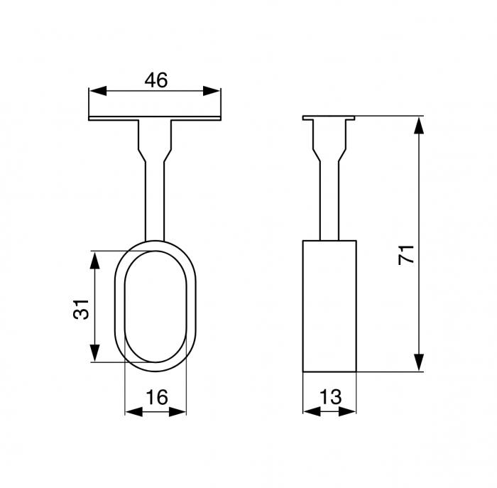 Suport bara haine ovala WP-28, 30x15 mm, cromat [2]