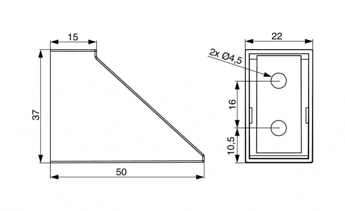 Suport lateral bara haine dreptunghiulara 30x15 mm, antracit, set 2 buc. [2]