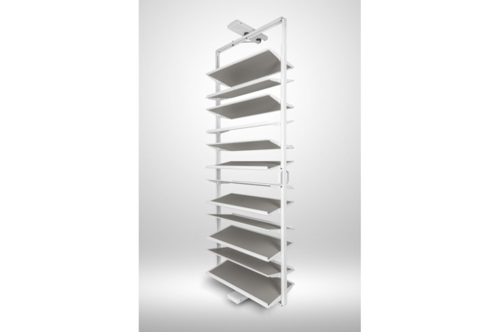 Suport pantofi rotativ ELITE, 12 rafturi, H1890-2040 mm, soft-close, alb [2]