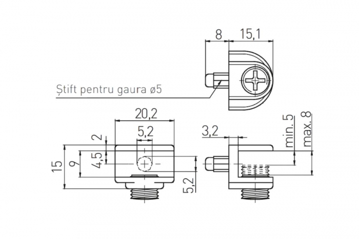 Suport polita (raft) sticla B48, 4-8 mm, negru [3]
