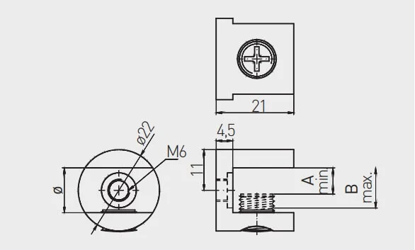 Suport raft (polita) sticla J65, 4-8 mm, aluminiu [2]