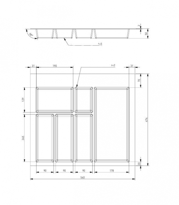 Suport tacamuri 600 mm Axispace, plastic, antracit [4]