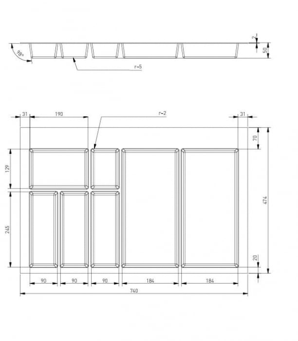 Suport tacamuri 800 mm Axispace, plastic, antracit [4]