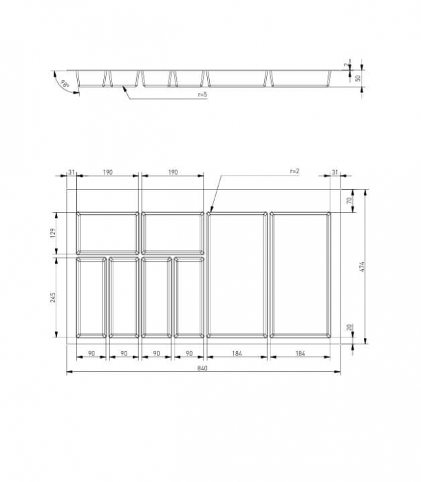 Suport tacamuri 900 mm Axispace, plastic, antracit [4]
