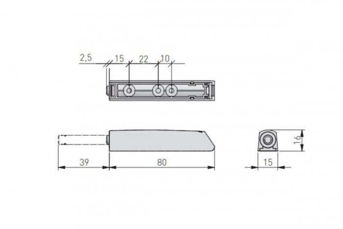 Tip-on aplicat SALTO NOVA lung, magnet, gri deschis [4]