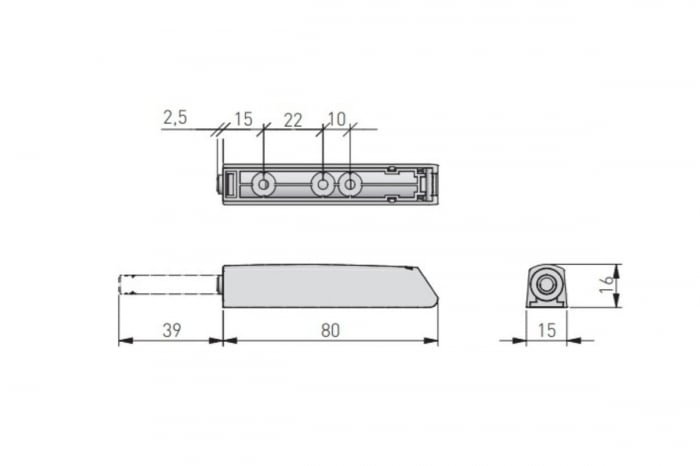 Tip-on aplicat SALTO NOVA lung, magnet, gri [2]