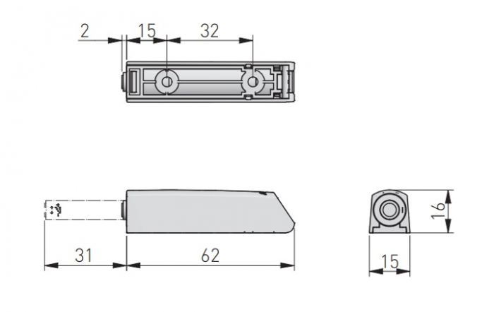 Tip-on aplicat SALTO NOVA scurt, magnet, gri [2]