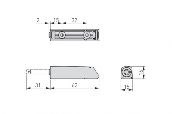 Tip-on aplicat SALTO NOVA scurt, magnet, gri deschis [2]