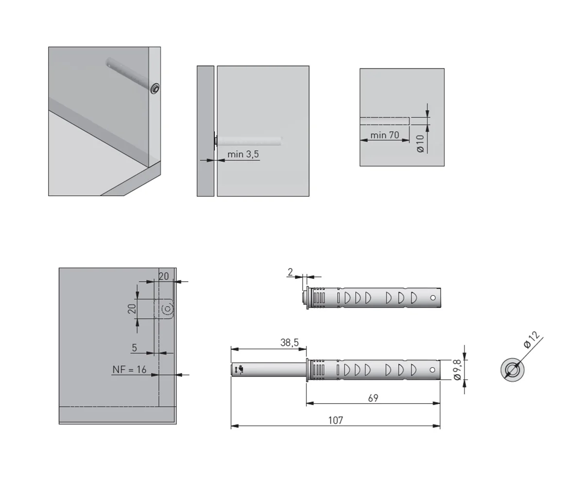 Tip-on incastrat SALTO NOVA lung, magnet, gri [2]