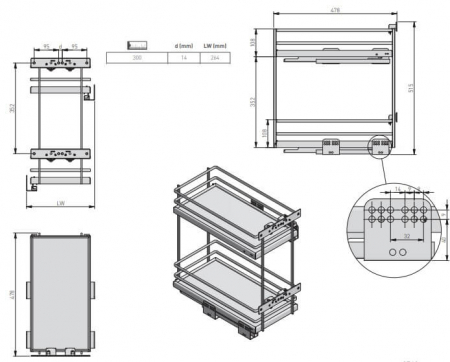 Cos Jolly MOVIXPRO antracit pentru corp mobilier de 300 mm, glisiera laterala cu amortizare [3]