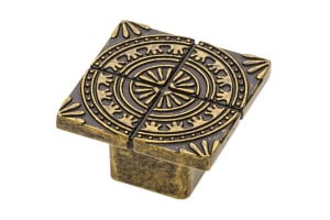 Buton mobila Aztek 38x38 mm, alama antichizata [0]