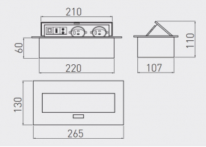 Priza incorporabila in blat 2xSchuko, USB, Audio, LAN [2]