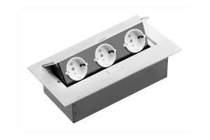 Priza blat dreptunghiulara 3 x SCHUKO, aluminiu, cablu inclus [0]