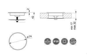 Incarcator wireless LUX, incastrabil in blat, cablu USB 2m [1]