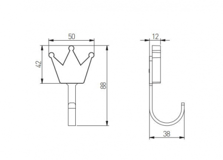Agatatoare cuier copii CROWN 42x88 mm, roz [1]