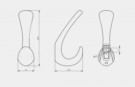 Agatatoare cuier ORA 90x26 mm, 2 agatatori, negru mat [2]