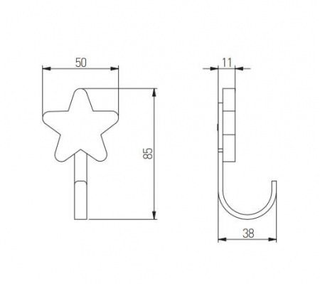 Agatatoare cuier copii STAR 50x85 mm, galben [1]