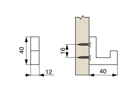 Agatatoare cuier XV33 40x12 mm, negru mat [2]