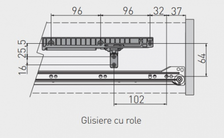 Amortizor pentru glisiera cu role, 25 kg, antracit [1]