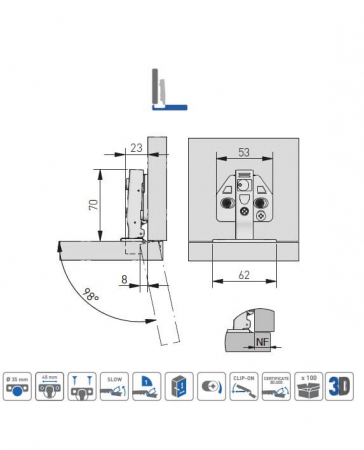 Balama aplicata HC09, soft-close, reglaj 3D, placuta inclusa [1]
