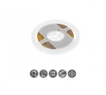 Banda led 8 mm COB 40W, 12V, IP20, 5500K, lumina rece, 2xMiniAmp, dimabila, 5 ml [2]