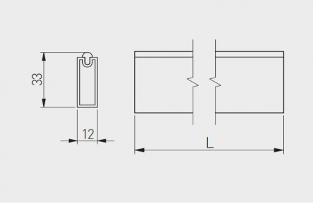 Bara haine dreptunghiulara 33x12 mm, 3 ml, suport inclus, alb mat [2]