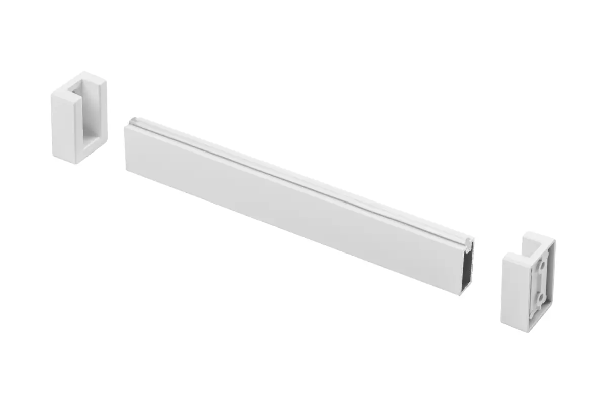 Szekrény kiegészítők - Bara haine dreptunghiulara 33x12 mm, 3 m, 2 suporti A inclusi, alb mat