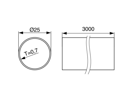 Bara haine rotunda Ø25 mm, 0.7 mm, 3 m, crom [1]