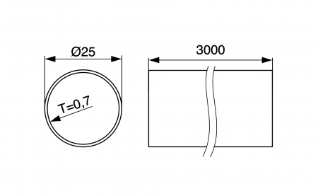 Bara haine rotunda Ø25 mm, 3 m, negru mat [1]