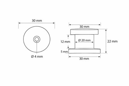 Buton mobila DOT, 30x22 mm, negru mat [2]