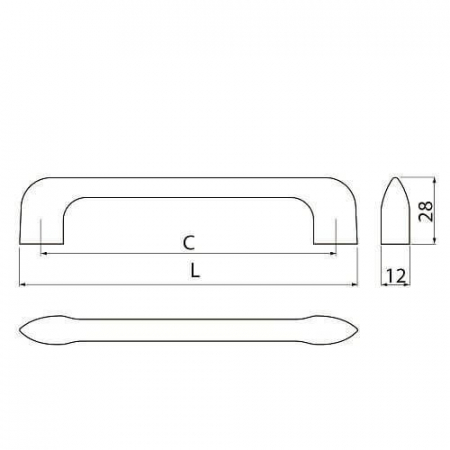 Buton mobila MILAN 55x28 mm, negru mat [3]