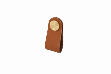 Buton mobila VELA, 60x25 mm, piele + alama