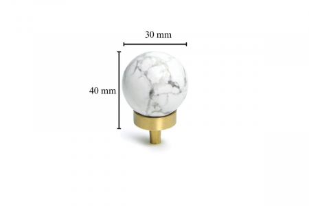 Buton mobila White Marble 30x40 mm, alama [3]