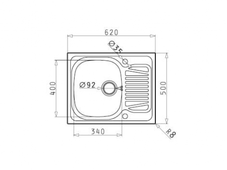 Chiuveta bucatarie inox, SPARTA 620X500 mm, reversibila [1]